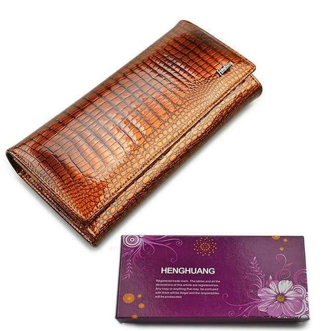 Image of New Luxury Genuine Leather Ladies Clutch Alligator design H1 Almas Collections  New Luxury Genuine Leather Ladies Clutch Alligator design