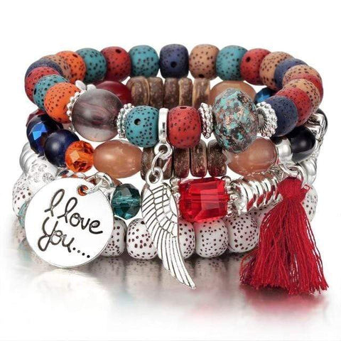 Image of New Vintage Bohemia Crystal and Natural Stone Bead Bracelets VAL1 NS3 Almas Collections  Crystal Bead Bracelets for Women Vintage Bracelet Female Jewelry Tassel Natural Stone Charms Wristband Gift pulseira feminina