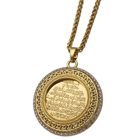 Image of New AYATUL KURSI crystal Pendant necklace for Men and Women NS2 IS1 IS2 Almas Collections  New AYATUL KURSI crystal Pendant necklace for Men and Women