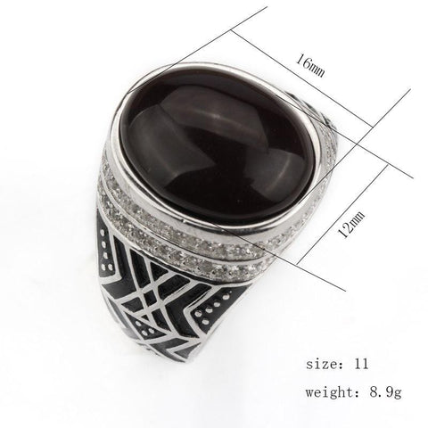 Image of New 925 Sterling Silver with Dark Brown Agate Stone with Clear CZ Men Ring NS3 IS2 IS1 VAL1 Almas Collections 
