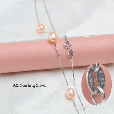 Image of New 925 Sterling Silver Necklace with Natural Freshwater Pearls NS2 Almas Collections  Necklace