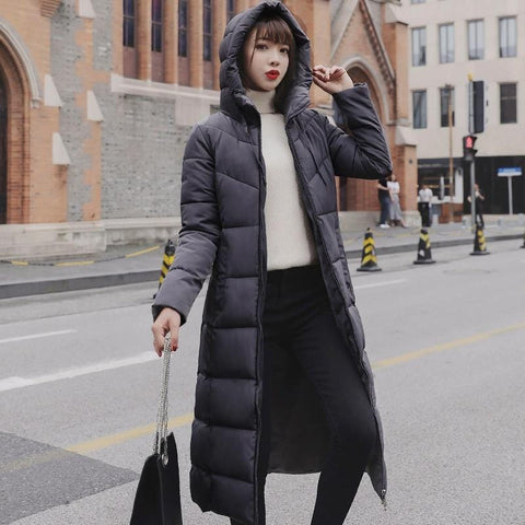 Image of New Winter Hood Stand Collar Long Parka Coat AW1 Almas Collections  New Winter Hood Stand Collar Long Parka Coat