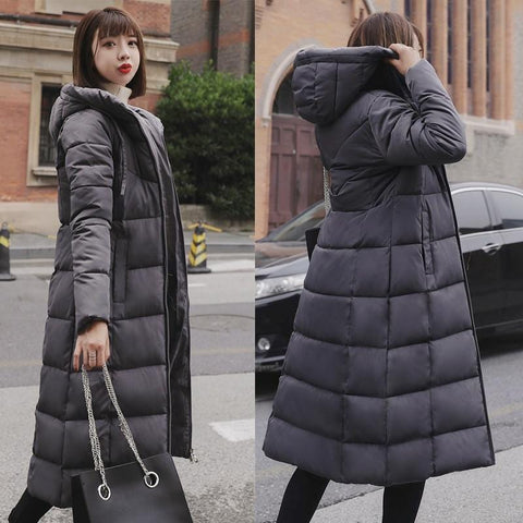 Image of New Winter Hood Stand Collar Long Parka Coat AW1 Almas Collections  New Winter Hood Stand Collar Long Parka Coat