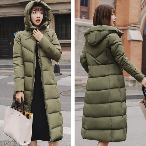 Image of New Winter Hood Stand Collar Long Parka Coat AW1 Almas Collections  New Winter Hood Stand Collar Long Parka Coat