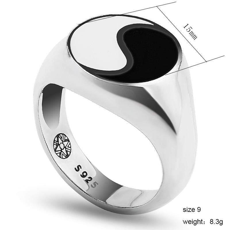 Tai chi Yin Yang Real 925 Sterling silver Ring for Men & Women by Almas Collections Almas Collections  Tai chi Yin Yang Real 925 Sterling silver Ring for Men & Women by Almas Collections