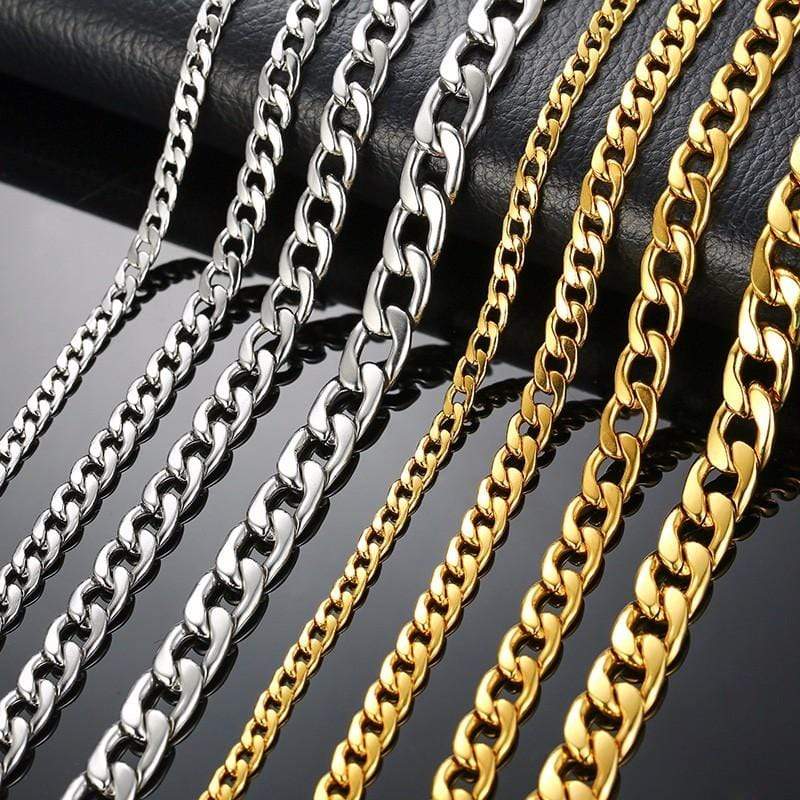 New Amazing Silver Gold Filled Solid Necklace Curb Chains IS1 IS2 NS2 Almas Collections  chains