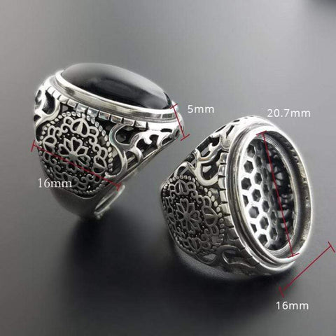925 Sterling Silver Black Onyx Ring Men sizes from Almas Collections