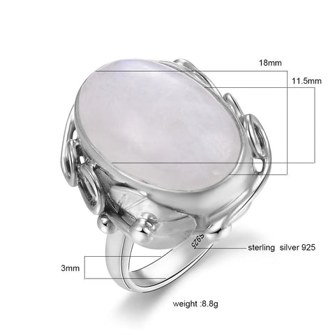 Image of Vintage 925 Sterling Silver MoonStone Ring size from Almas Collections