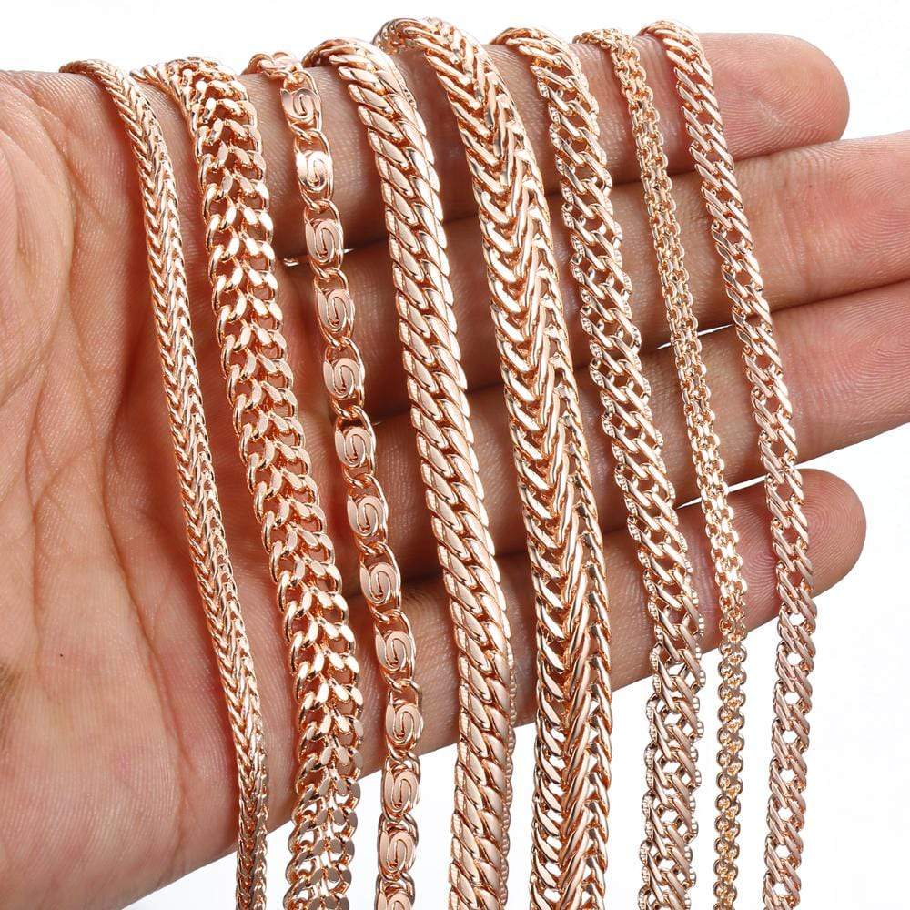 Almas Rose Gold 20cm Curb Snail Foxtail Venitian Link Chains Bracelet  for Men and Women from Almas Collections 