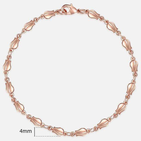 Image of Almas Rose Gold 20cm Curb Snail Foxtail Venitian Link Chains Bracelet  for Men and Women from Almas Collections 