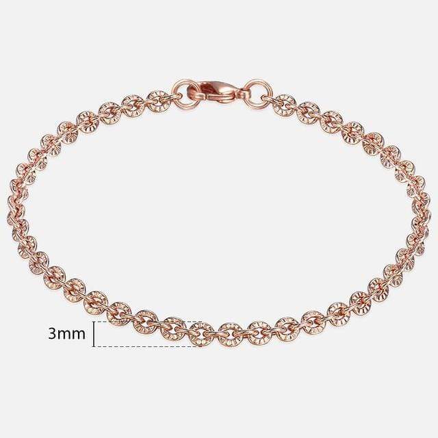 Almas Rose Gold 20cm Curb Snail Foxtail Venitian Link Chains Bracelet  for Men and Women from Almas Collections Collections 