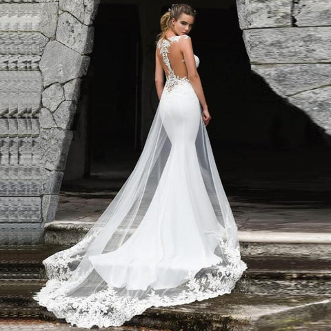 Image of New Lace Appliques Mermaid Wedding Dress from Almas Collections