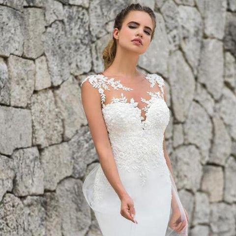 Image of New Lace Appliques Mermaid Wedding Dress from Almas Collections