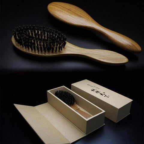Image of Sandalwood and Wild Boar Bristles Hair Brush from Almas Collections