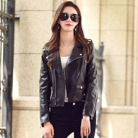 Image of New Genuine Leather Slim Biker Chick Jackets from Almas Collections